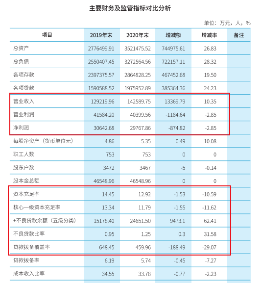 （来源：临安农商行2020年财报）